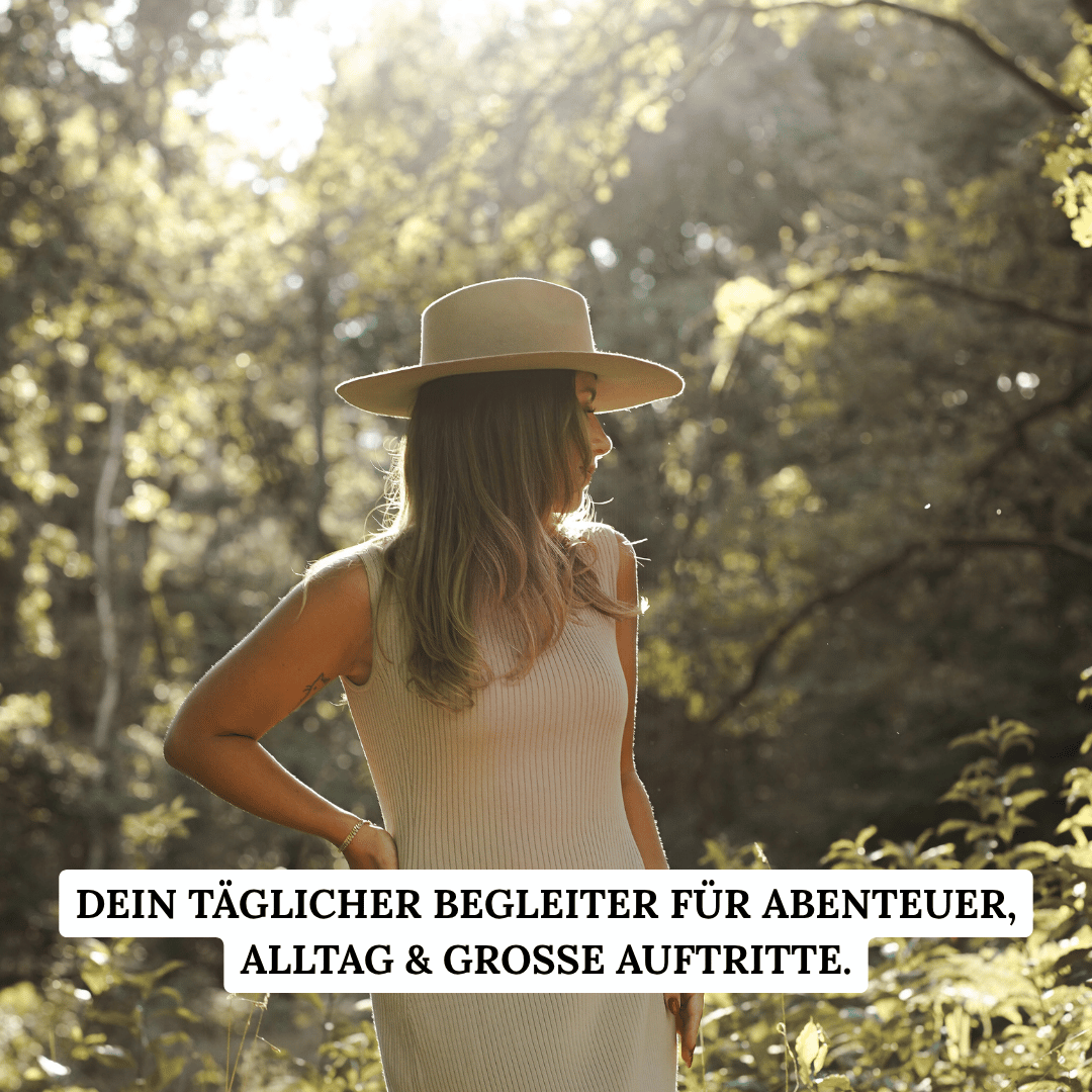 Baja - Beiger Fedora Hut für Frauen mit breiter und steifer Krempe - klassischer Fedora Damenhut aus 100% Wolle - Pure Collection - moderner Fedora Hut für Frauen - Nimanita Hats & Accessoires - Hüte für Frauen - handgefertigt in Italien - Winter Damenhut - Sommer Damenhut