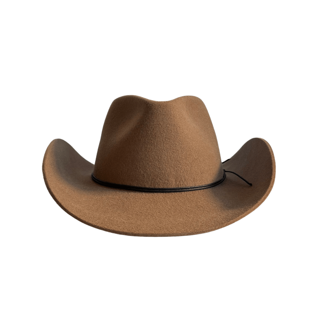 Coahulia - Desert Brown - Western Hut für Frauen mit Fedora Krone aus 100% premium Wollfilz - Farbe creme - Sommerhut, Winterhut, Westernstil - gehärtete nach obergebogene breite Krempe - Countrystil, Westernstyle für Frauen - handgefertigt in Portugal.