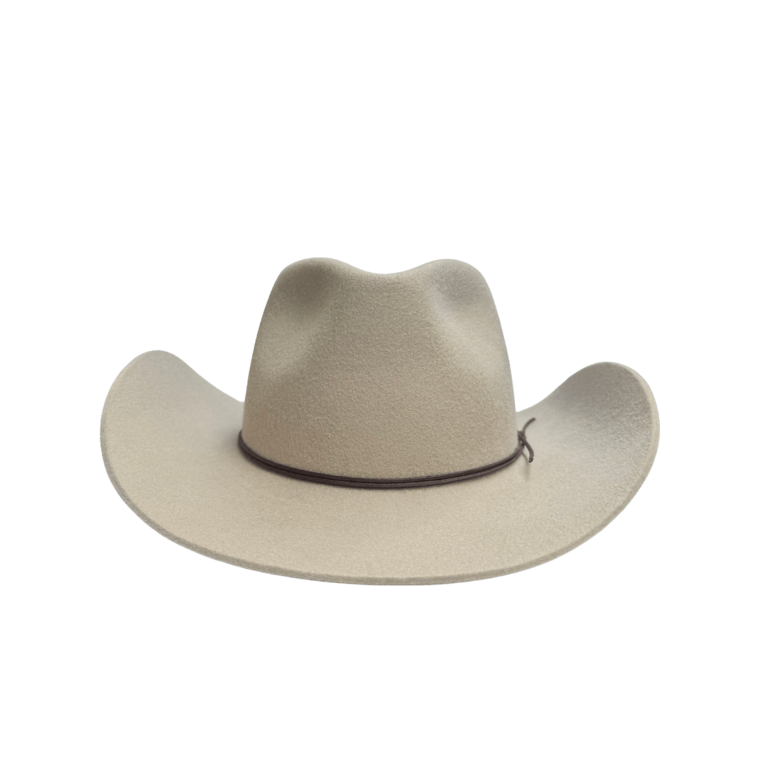 Coahulia - Western Hut für Frauen mit Fedora Krone aus 100% premium Wollfilz - Farbe creme - Sommerhut, Winterhut, Westernstil - gehärtete nach obergebogene breite Krempe - Countrystil, Westernstyle für Frauen - handgefertigt in Portugal.