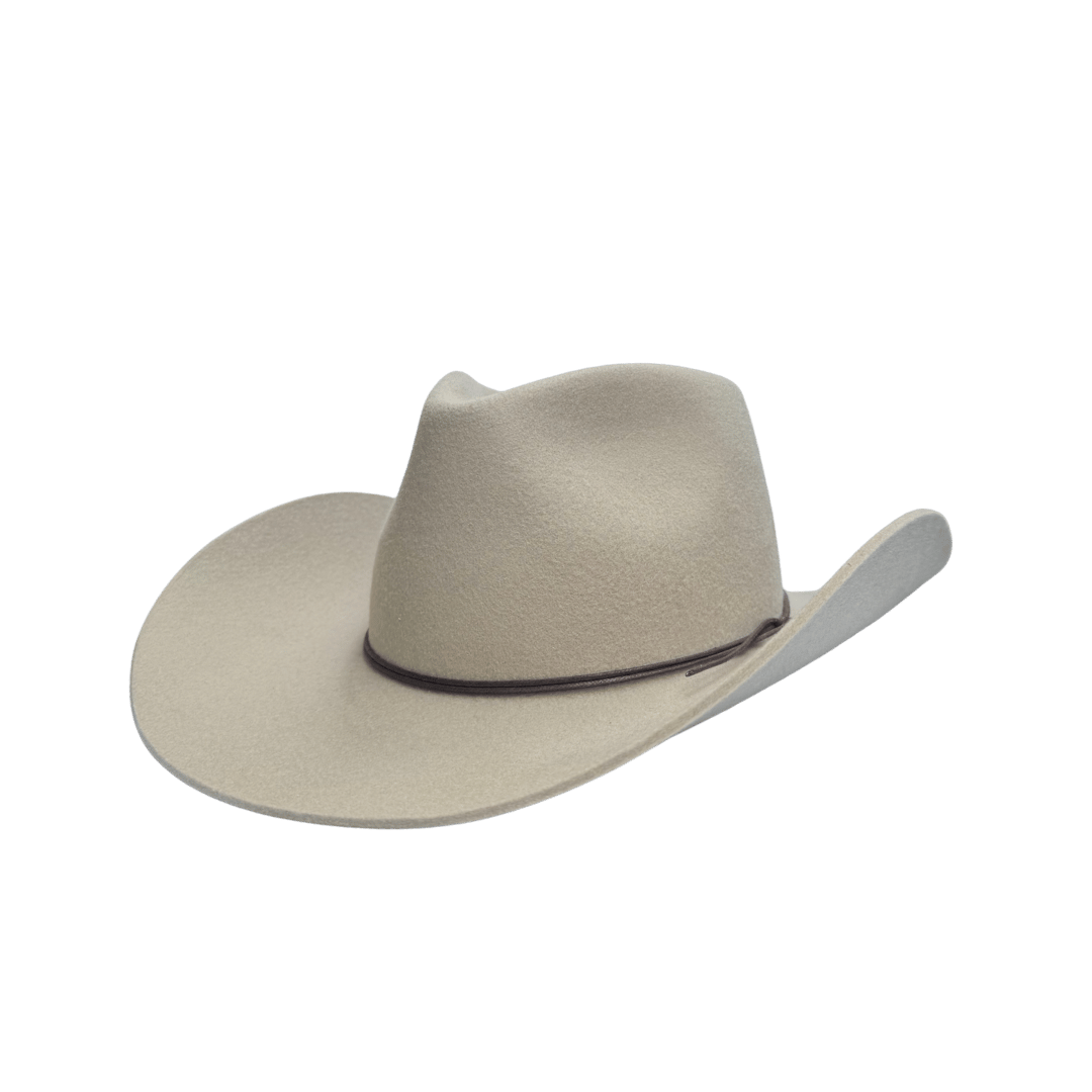 Coahulia - Western Hut für Frauen mit Fedora Krone aus 100% premium Wollfilz - Farbe creme - Sommerhut, Winterhut, Westernstil - gehärtete nach obergebogene breite Krempe - Countrystil, Westernstyle für Frauen - handgefertigt in Portugal.