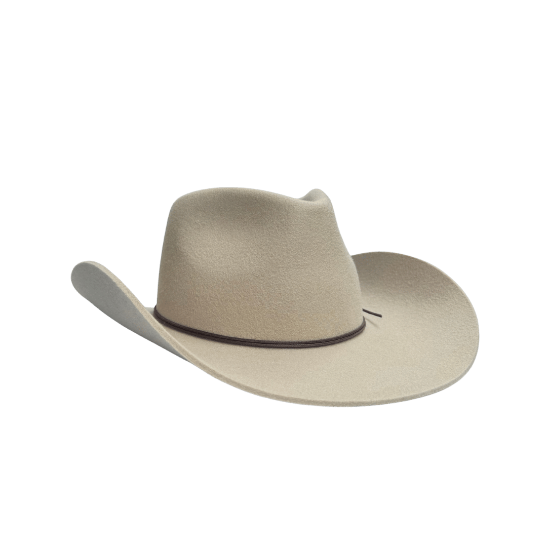 Coahulia - Western Hut für Frauen mit Fedora Krone aus 100% premium Wollfilz - Farbe creme - Sommerhut, Winterhut, Westernstil - gehärtete nach obergebogene breite Krempe - Countrystil, Westernstyle für Frauen - handgefertigt in Portugal.