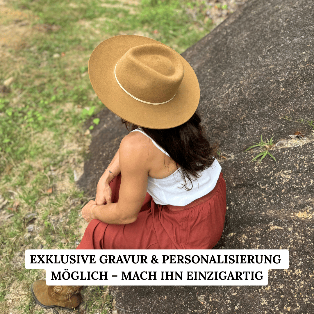 Guerrero - camelfarbener Fedora Hut für Frauen aus 100% Wollfilz - Nimanita Hats & Accessoires - Hüte für Frauen