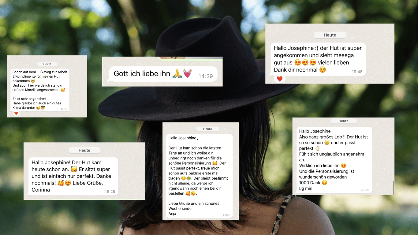 Kundinnen Feedback _ Testimonials - Nimanita Hats & Accessoires _ Hüte für Frauen _
