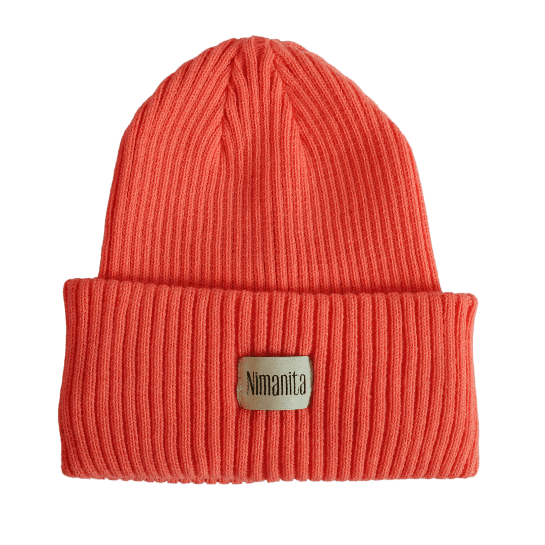 Beanie für Frauen in der Farbe Coral | Mütze für Frauen in Farbe Coral | Modell Nima Beanie Coral | Wintermütze | Winter Beanie | 100% Acryl | made in Europe | Nimanita Hats & Accessoires - Hüte für Frauen