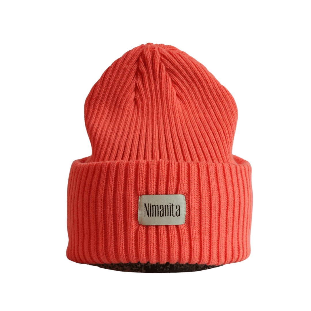 Beanie für Frauen in der Farbe Coral | Mütze für Frauen in Farbe Coral | Modell Nima Beanie Coral | Wintermütze | Winter Beanie | 100% Acryl | made in Europe | Nimanita Hats & Accessoires - Hüte für Frauen