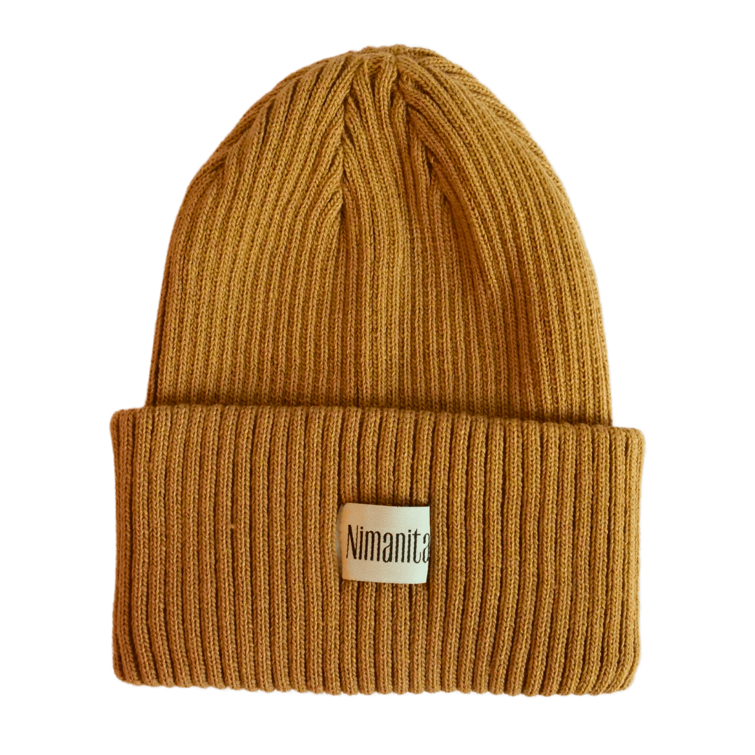 Beanie für Frauen in der Farbe Ocker | Mütze für Frauen in Farbe Ocker | Modell Nima Beanie Ocker | Wintermütze | Winter Beanie | 100% Acryl | made in Europe | Nimanita Hats & Accessoires - Hüte für Frauen