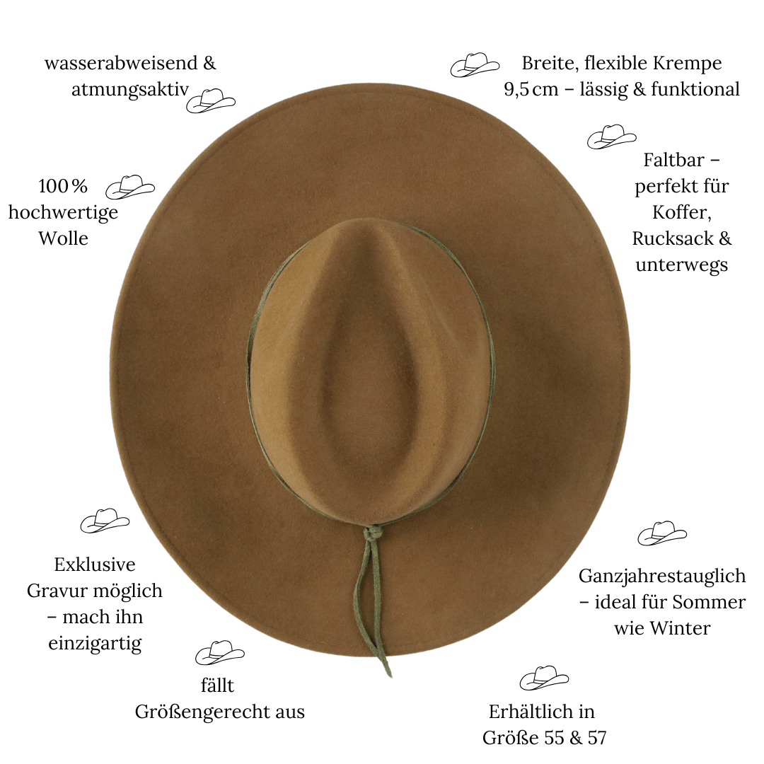 Palenque No.02 | Brauner Fedora - Travel Collection - faltbar & wasserabweisend - breite Krempe_ Hut für Frauen | Nimanita Hats & Accessoires | Hüte für Frauen_
