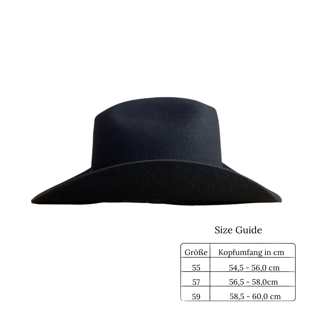 Rodeo - schwarzer Western Hut für Frauen - premium Woolfilz Cattleman Hut für Frauen - Nimanita Hats & Accessoires - Hüte für Frauen_