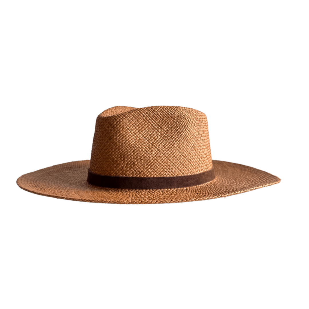 Sonora Habano - Fedora Strohhut in der Farbe Habano für Frauen aus 100% Iraca Palme mit braunem Wildleder Hutband | Damenhut | Strohhut | Sommerhut | Modell Sonora | Nimanita Hats & Accessoires - Hüte für Frauen