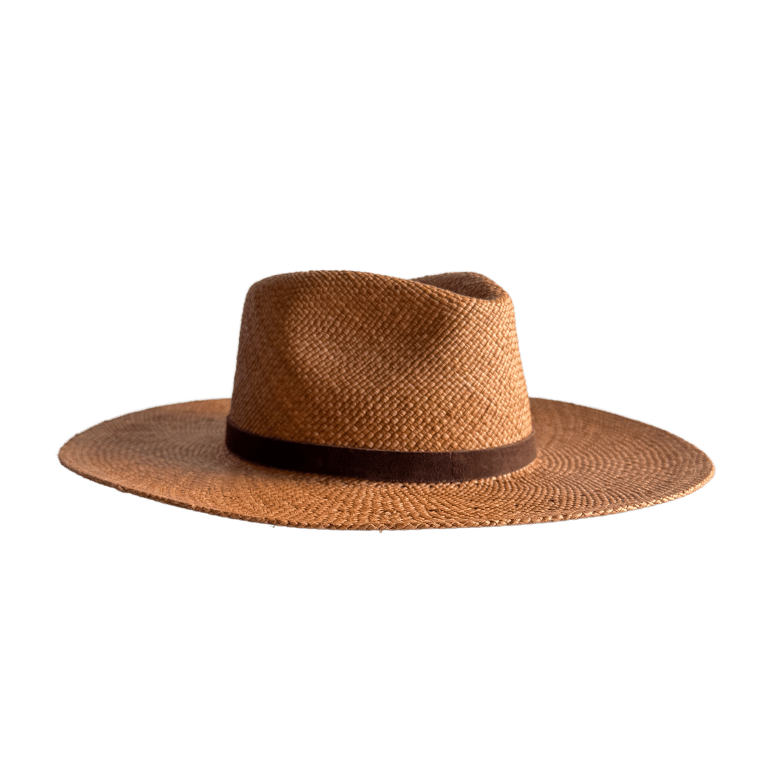 Sonora Habano - Fedora Strohhut in der Farbe Habano für Frauen aus 100% Iraca Palme mit braunem Wildleder Hutband | Damenhut | Strohhut | Sommerhut | Modell Sonora | Nimanita Hats & Accessoires - Hüte für Frauen