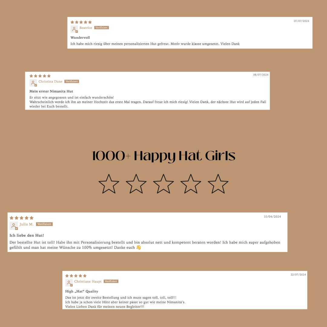 1000+ Happy Hat Gils - Kundinnen Feedback Nimanita Hats & Accessoires -