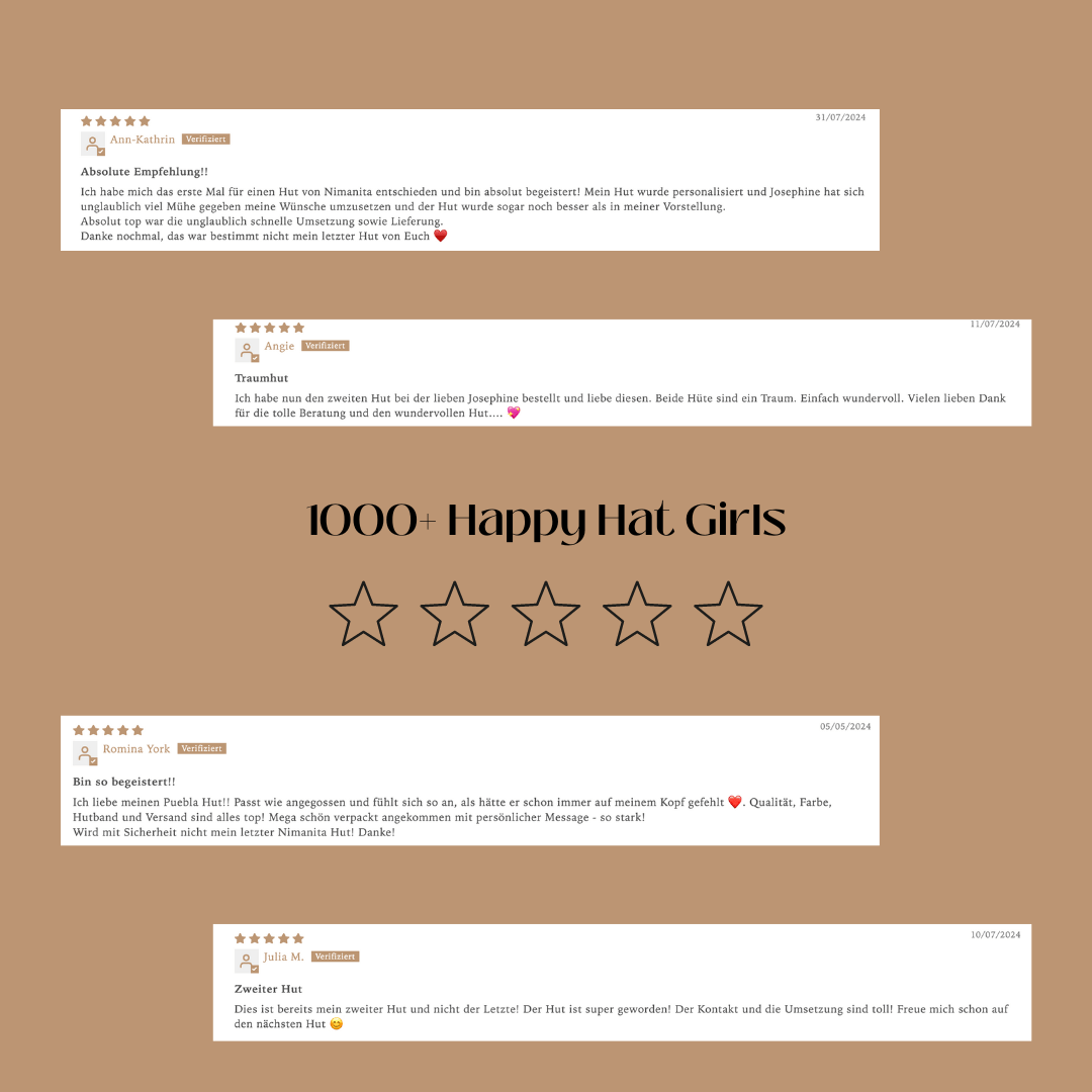 1000+ Happy Hat Gils - Kundinnen Feedback Nimanita Hats & Accessoires -