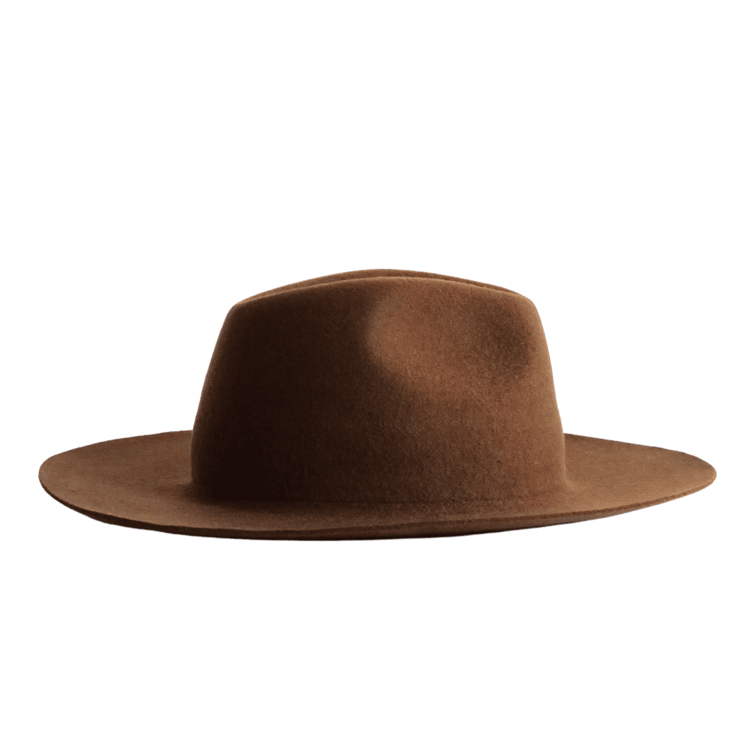 Haselnuss Brauner Fedora Hut für Frauen mit breiter & flacher Krempe | Damenhut handgefertigt in Spanien | moderner Fedora Hut für Frauen | Modell Catalina | Winterhut & Sommerhut | Nimanita Hats & Accessoires - Hüte für Frauen