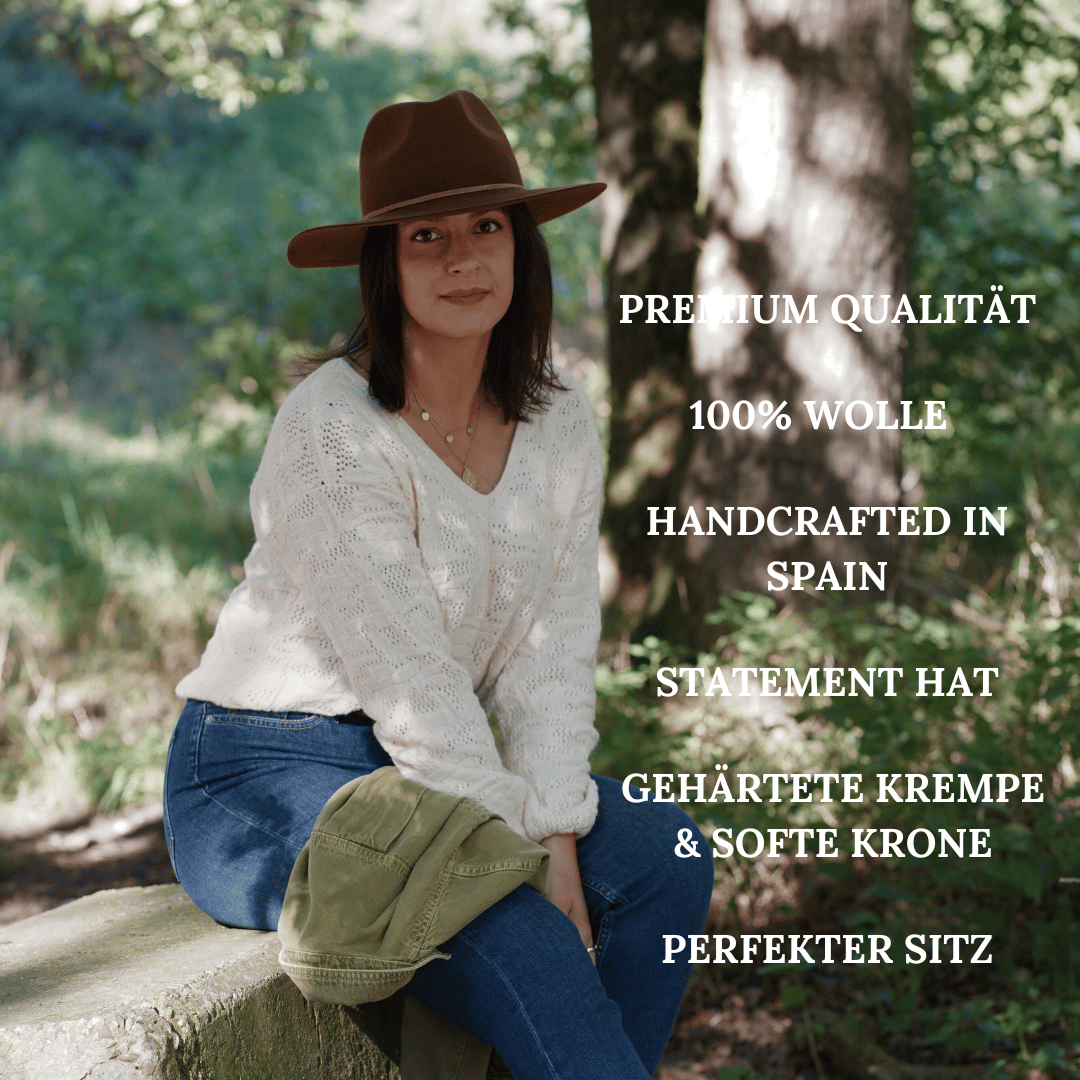 Catalina_Haselnuss Brauner Fedora Hut für Frauen mit center dent Krone-mittlere Krempe_ Nimanita Hats & Accessoires - Brauner Damenhut_ Im Western Stil