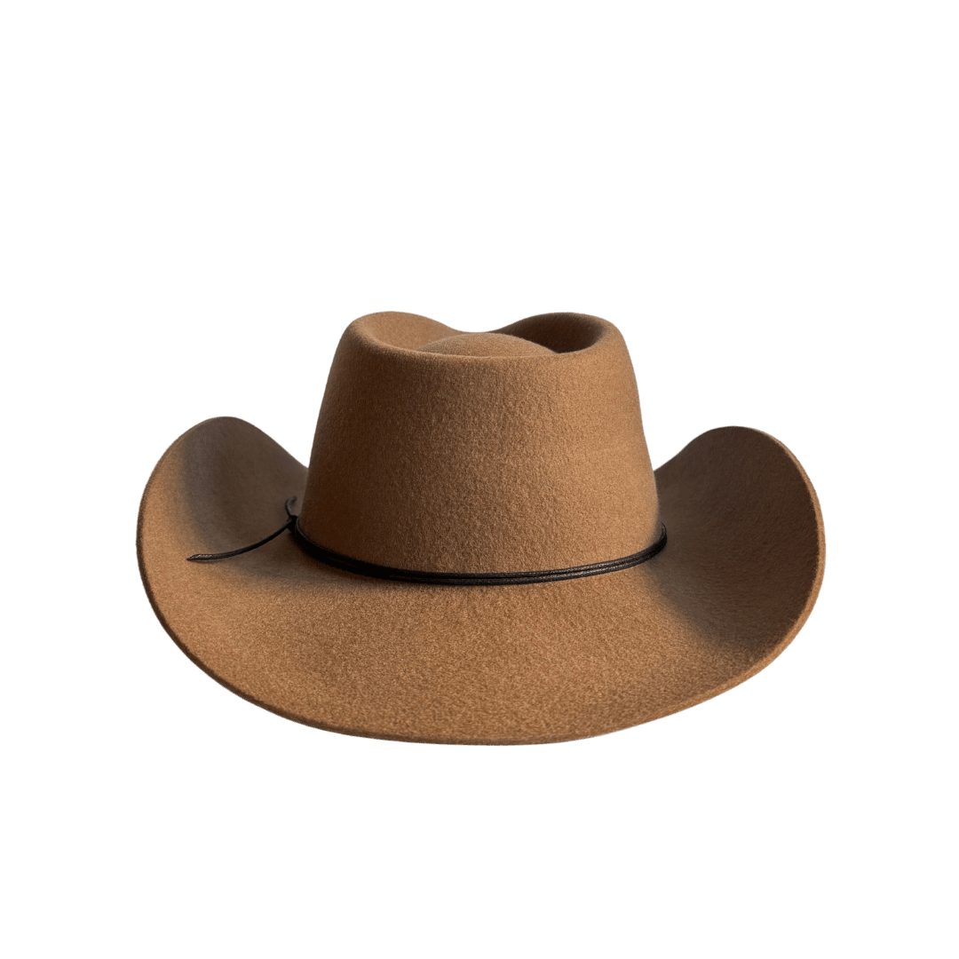 Coahulia - Desert Brown - Western Hut für Frauen mit Fedora Krone aus 100% premium Wollfilz -  Farbe creme - Sommerhut, Winterhut, Westernstil - gehärtete nach obergebogene breite Krempe - Countrystil, Westernstyle für Frauen - handgefertigt in Portugal.