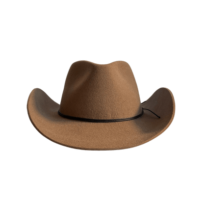 Coahulia - Desert Brown - Western Hut für Frauen mit Fedora Krone aus 100% premium Wollfilz -  Farbe creme - Sommerhut, Winterhut, Westernstil - gehärtete nach obergebogene breite Krempe - Countrystil, Westernstyle für Frauen - handgefertigt in Portugal.