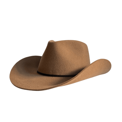 Coahulia - Desert Brown - Western Hut für Frauen mit Fedora Krone aus 100% premium Wollfilz -  Farbe creme - Sommerhut, Winterhut, Westernstil - gehärtete nach obergebogene breite Krempe - Countrystil, Westernstyle für Frauen - handgefertigt in Portugal.