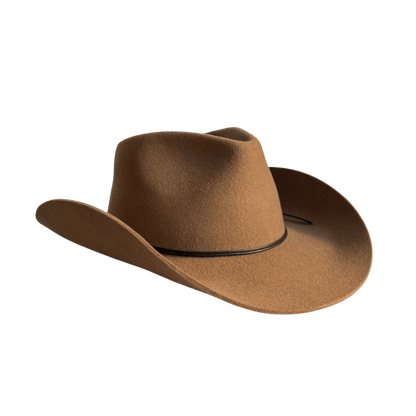 Coahulia - Desert Brown - Western Hut für Frauen mit Fedora Krone aus 100% premium Wollfilz -  Farbe creme - Sommerhut, Winterhut, Westernstil - gehärtete nach obergebogene breite Krempe - Countrystil, Westernstyle für Frauen - handgefertigt in Portugal.