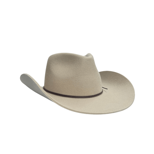 Coahulia - Western Hut für Frauen mit Fedora Krone aus 100% premium Wollfilz -  Farbe creme - Sommerhut, Winterhut, Westernstil - gehärtete nach obergebogene breite Krempe - Countrystil, Westernstyle für Frauen - handgefertigt in Portugal.