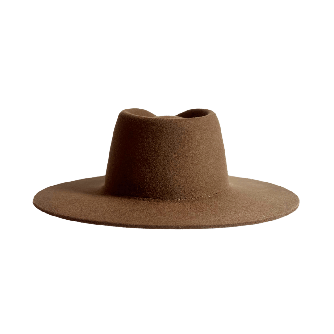 Colima - brauner Fedora Hut für Frauen mit steifer & gerader Krempe - Wollfilz Damenhut in Desert Brown - Nimanita Hats & Accessoires - Hüte für Frauen - Damenhüte für jede Saison - Premium Wollfilz Hüte für Frauen