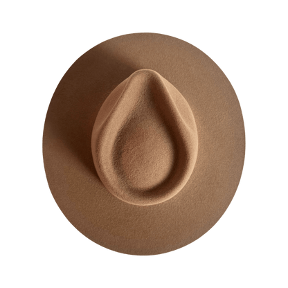 Colima - brauner Fedora Hut für Frauen mit steifer & gerader Krempe - Wollfilz Damenhut in Desert Brown - Nimanita Hats & Accessoires - Hüte für Frauen - Damenhüte für jede Saison - Premium Wollfilz Hüte für Frauen