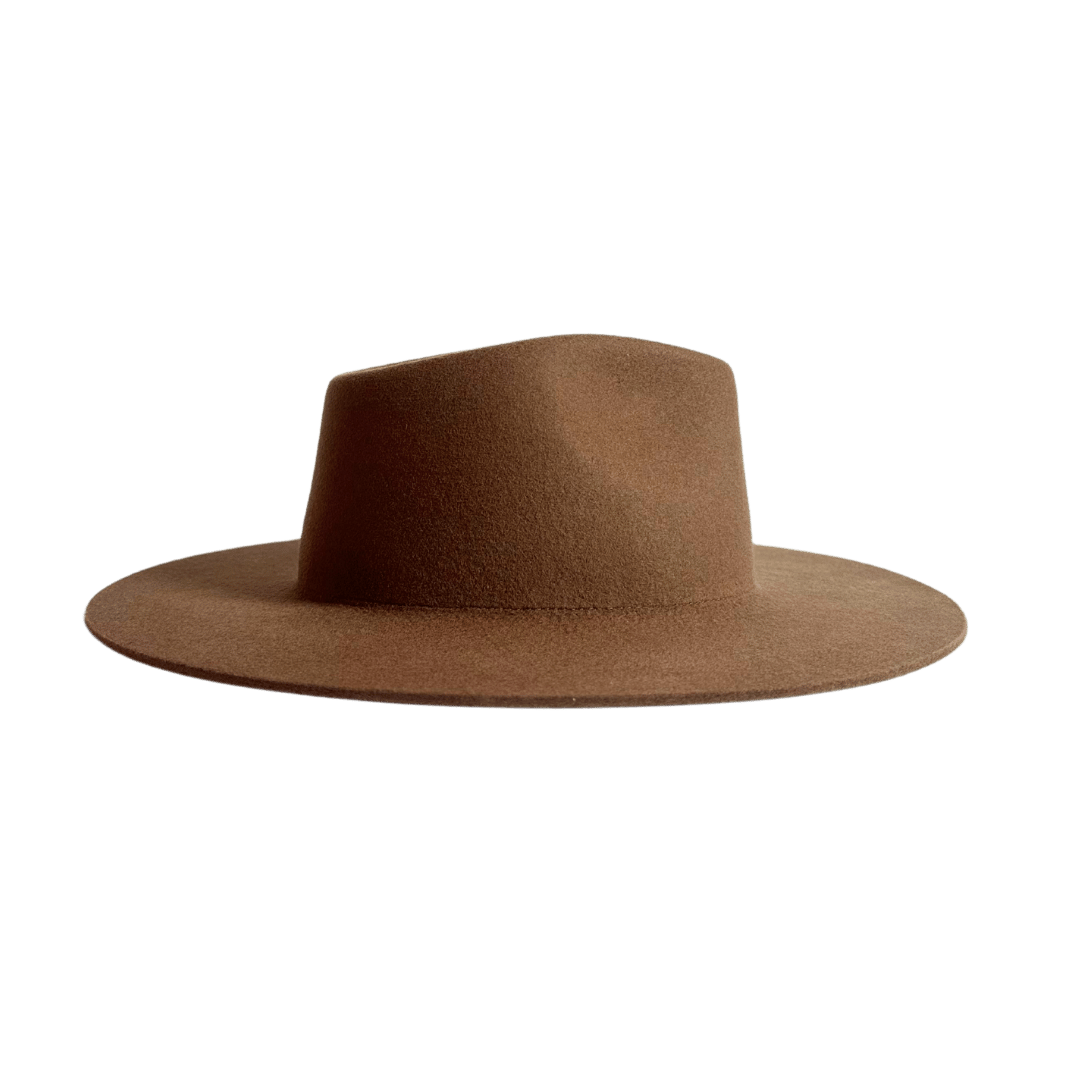 Colima - brauner Fedora Hut für Frauen mit steifer & gerader Krempe - Wollfilz Damenhut in Desert Brown - Nimanita Hats & Accessoires - Hüte für Frauen - Damenhüte für jede Saison - Premium Wollfilz Hüte für Frauen