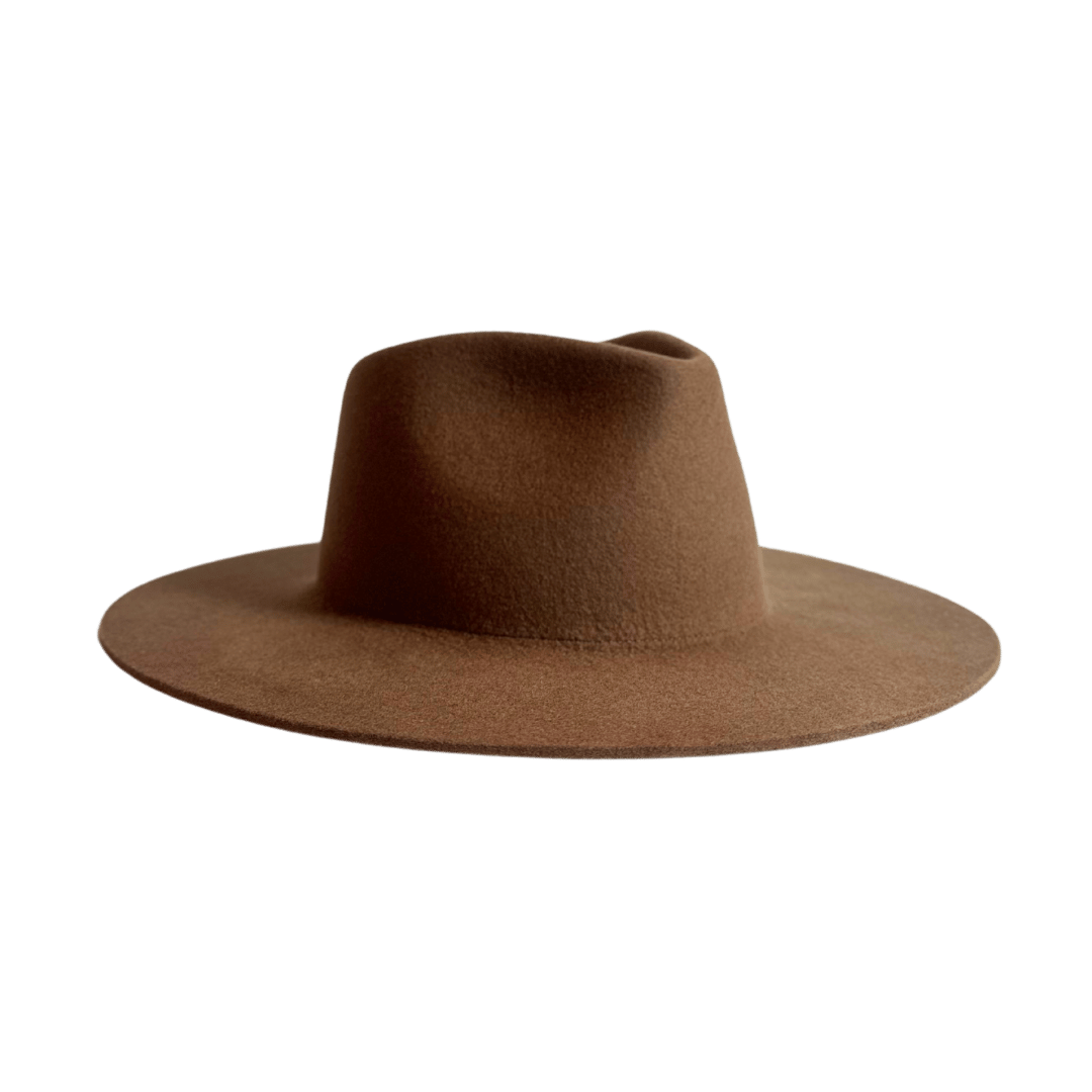 Colima - brauner Fedora Hut für Frauen mit steifer & gerader Krempe - Wollfilz Damenhut in Desert Brown - Nimanita Hats & Accessoires - Hüte für Frauen - Damenhüte für jede Saison - Premium Wollfilz Hüte für Frauen