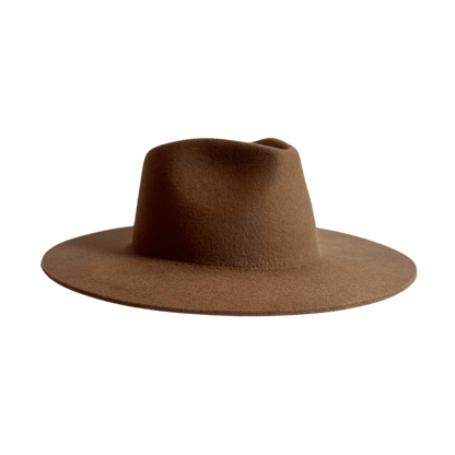 Colima - brauner Fedora Hut für Frauen mit steifer & gerader Krempe - Wollfilz Damenhut in Desert Brown - Nimanita Hats & Accessoires - Hüte für Frauen - Damenhüte für jede Saison - Premium Wollfilz Hüte für Frauen