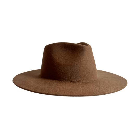Colima - brauner Fedora Hut für Frauen mit steifer & gerader Krempe - Wollfilz Damenhut in Desert Brown - Nimanita Hats & Accessoires - Hüte für Frauen - Damenhüte für jede Saison - Premium Wollfilz Hüte für Frauen