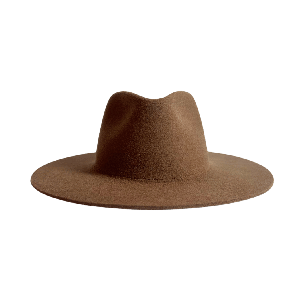 Colima - brauner Fedora Hut für Frauen mit steifer & gerader Krempe - Wollfilz Damenhut in Desert Brown - Nimanita Hats & Accessoires - Hüte für Frauen - Damenhüte für jede Saison - Premium Wollfilz Hüte für Frauen