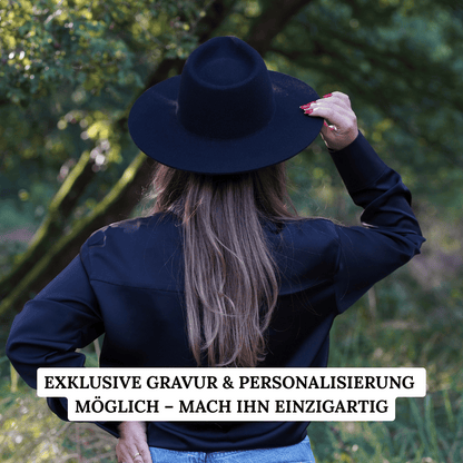 Colima schwarzer Fedora Hut mit breiter steifer Krempe für Frauen - Nimanita Hats & Accessoires - Premium Hüte für Frauen 