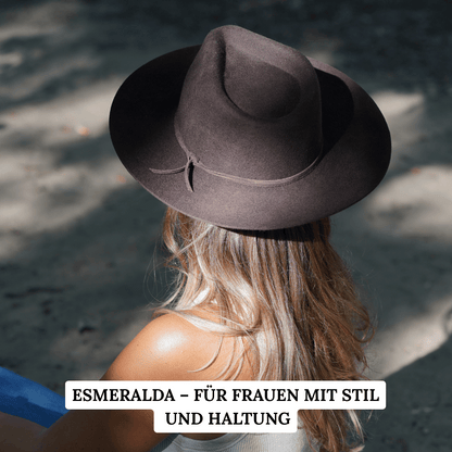 Esmeralda Dunkelbrauner Fedora Hut für Frauen aus premium Wollfilz - Nimanita Hats & Accessoires - Hüte für Frauen 