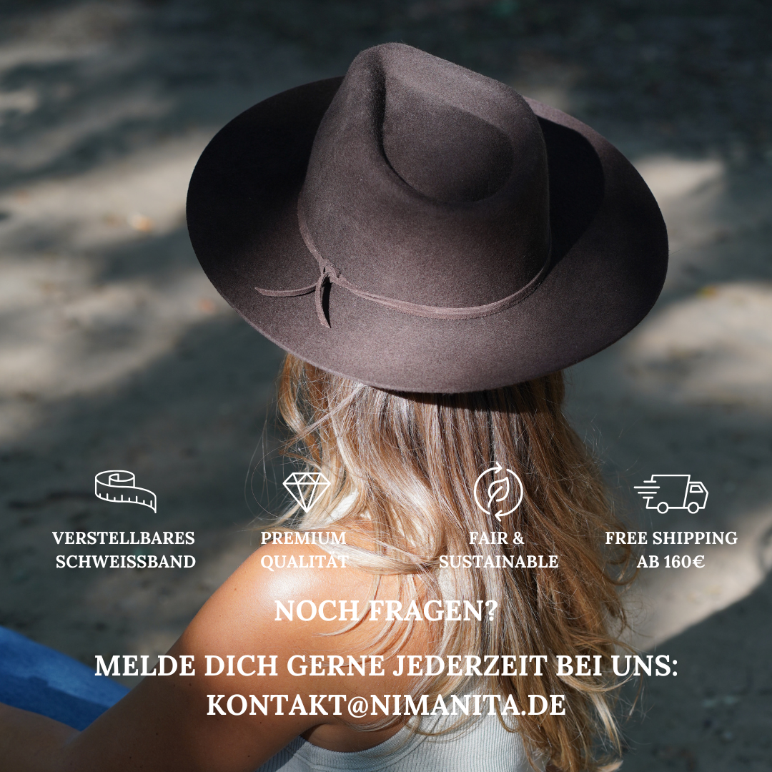 Esmeralda Dunkelbrauner Fedora Hut für Frauen aus premium Wollfilz - Nimanita Hats & Accessoires - Hüte für Frauen