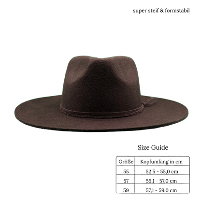Esmeralda Dunkelbrauner Fedora Hut für Frauen aus premium Wollfilz - Nimanita Hats & Accessoires - Hüte für Frauen 