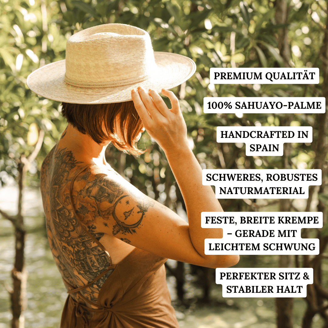 Guadalajara - Fedora Strohhut für Frauen aus SAHUAYO Palme - Sommerhut - Hut mit breiter und gerader Krempe - Nimanita - Hats & Accessoires - Hüte für Frauen