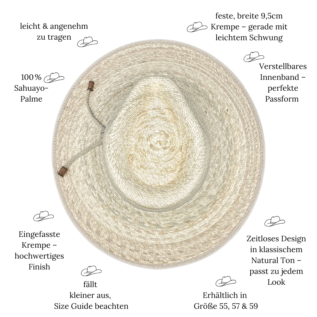 Guadalajara - Fedora Strohhut für Frauen aus SAHUAYO Palme - Sommerhut - Hut mit breiter und gerader Krempe - Nimanita - Hats & Accessoires - Hüte für Frauen