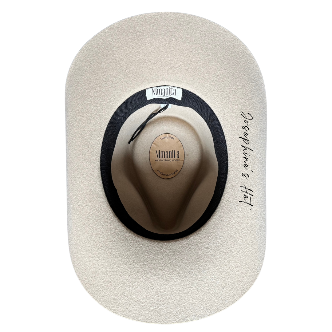 Hut Namensgravur Nimanita Hats & Accessoires - Hüte für Frauen - Personalisierung Gravur des Namens unter Hut Krempe 