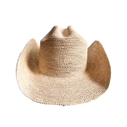 Detailaufnahme des handgehäkelten Toquilla-Strohs vom Panama Hut Loreto, Made in Ecuador