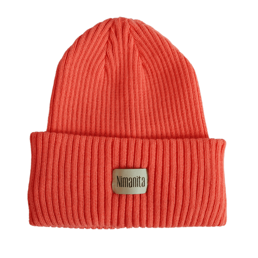 Beanie für Frauen in der Farbe Coral | Mütze für Frauen in Farbe Coral | Modell Nima Beanie Coral | Wintermütze | Winter Beanie | 100% Acryl | made in Europe | Nimanita Hats & Accessoires - Hüte für Frauen 