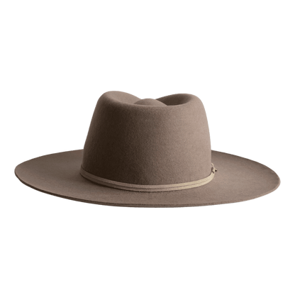 Grauer Fedora Hut für Frauen aus 100% Wolle mit beigem Leder Hutband | Fedora Damenhut Farbe Nutria | Model Puebla | Nimanita Hats & Accessoires - Hüte für Frauen