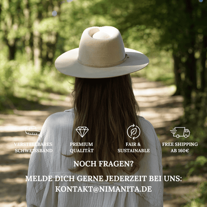 Sayulita - Fedora Damenhut | Fedora Hut für Frauen | Farbe Vanille | Wollhut | Wollfilz Hut für Frauen| breite Krempe Hut | Sommerhut | Winterhut | Herbst Hut