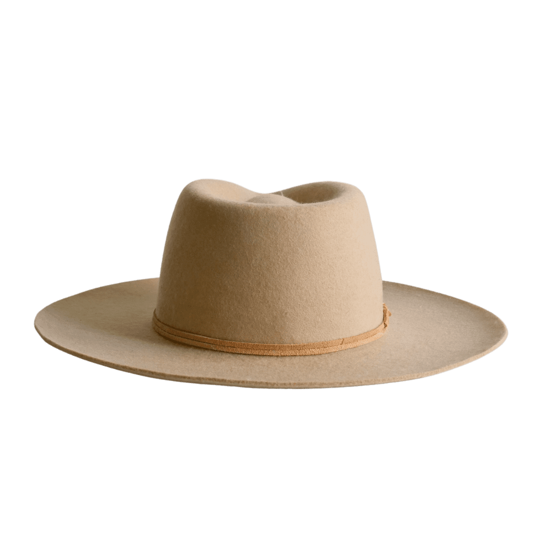 Fedora Hut für Frauen in der Farbe Vanille mit beigem Leder Hutband für Frauen | Heller Fedora Damenhut | Modell Sayulita | Sommerhut | 100% Wolle | Handarbeit| Nimanita Hats & Accessoires - Hüte für Frauen