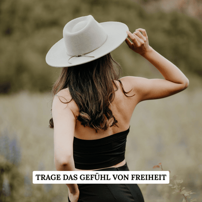 Sinaloa | Fedora Hut für Frauen in der Farbe Safari - Fedora Damenhut mit breiter und steifer Krempe - Nimanita Hats &Accessoires - Hats for strong women - Hüte für Frauen - heller Fedora Hut - 