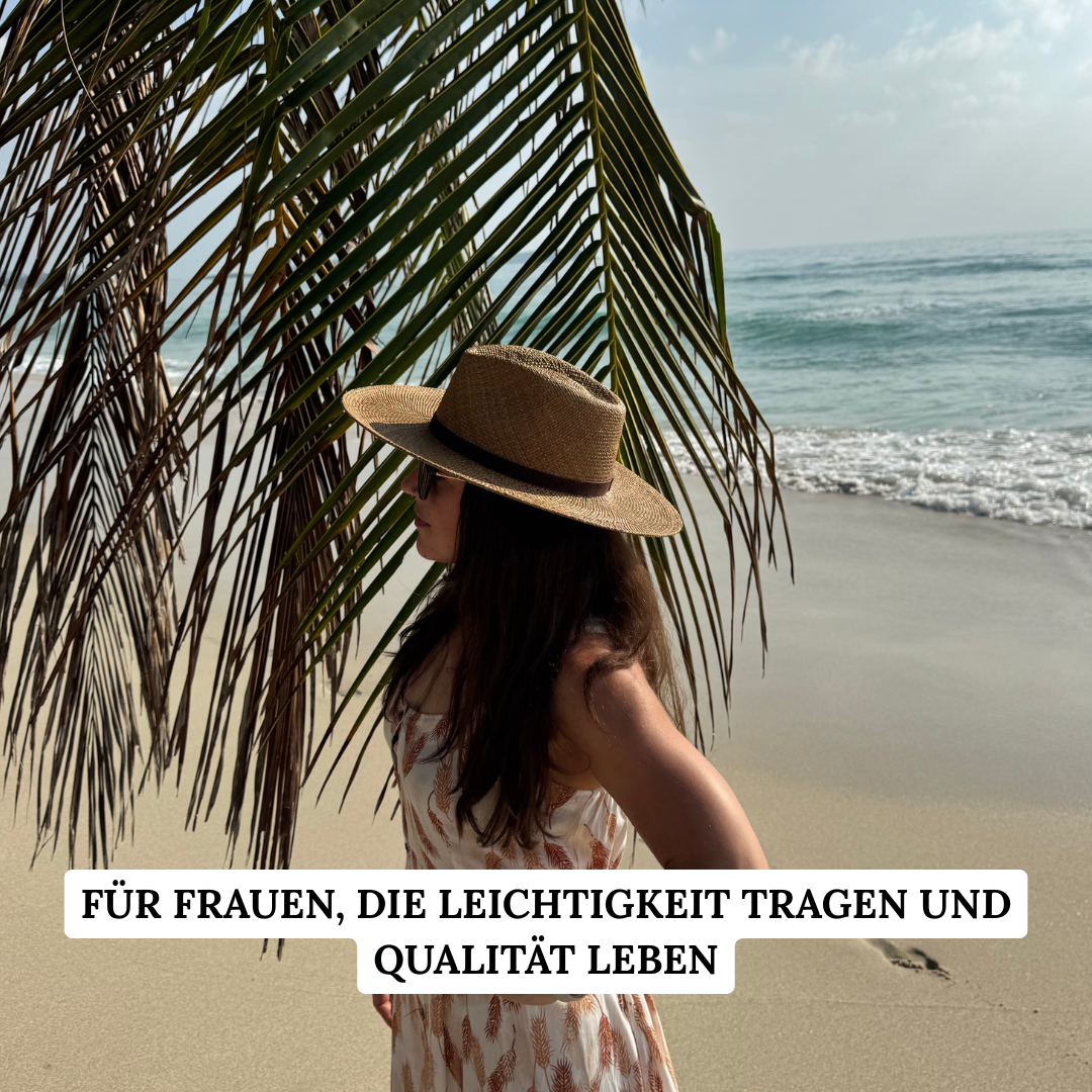 Sonora Habano - Fedora Strohhut in der Farbe Habano für Frauen aus 100% Iraca Palme mit braunem Wildleder Hutband | Damenhut | Strohhut | Sommerhut | Modell Sonora | Nimanita Hats & Accessoires - Hüte für Frauen
