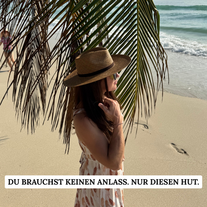 Sonora Habano - Fedora Strohhut in der Farbe Habano für Frauen aus 100% Iraca Palme mit braunem Wildleder Hutband | Damenhut | Strohhut | Sommerhut | Modell Sonora | Nimanita Hats & Accessoires - Hüte für Frauen
