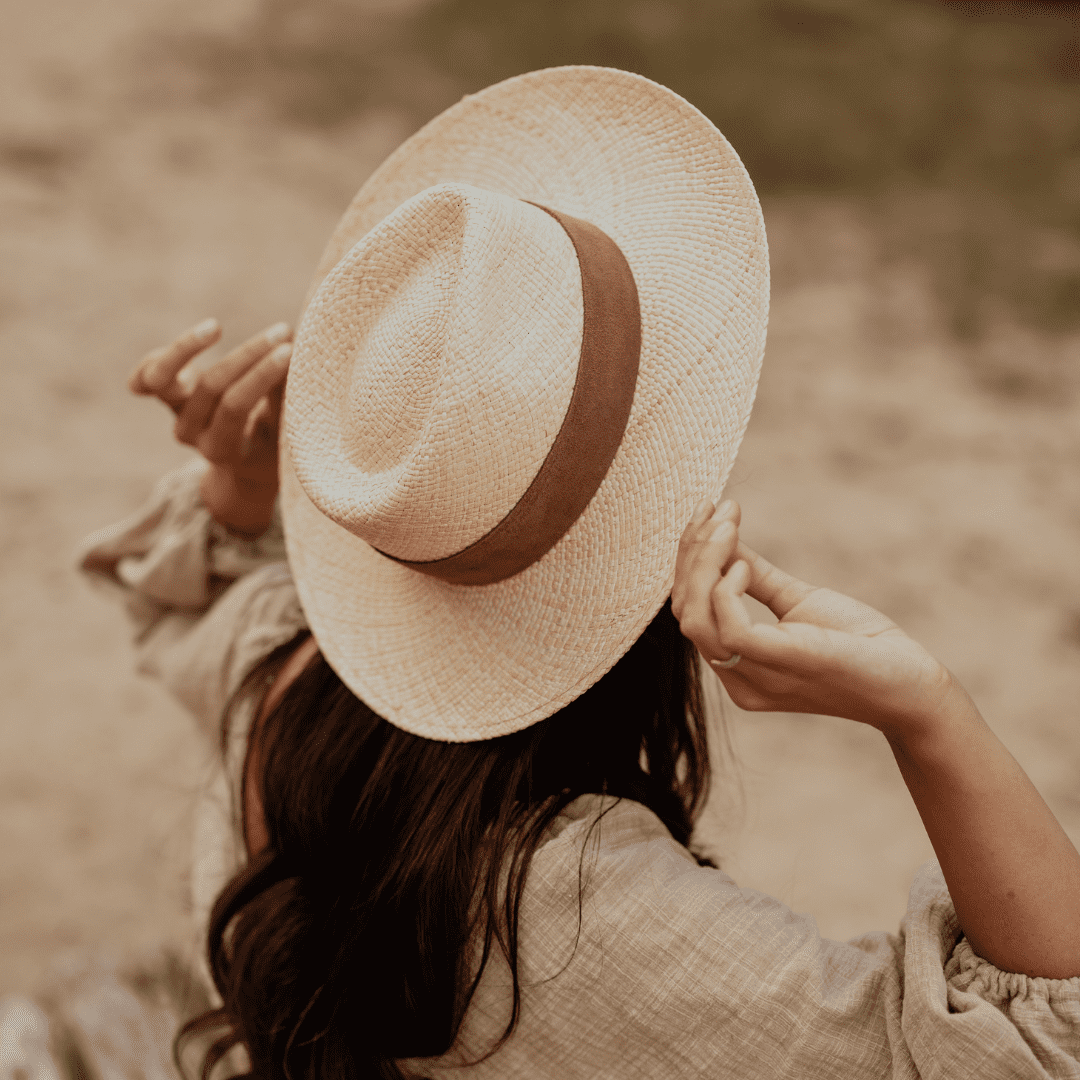 Fedora Strohhut für Frauen | Damenhut | Damenstrohhut | 100% Iraca Palme | Sommerhut für Frauen | breite Krempe